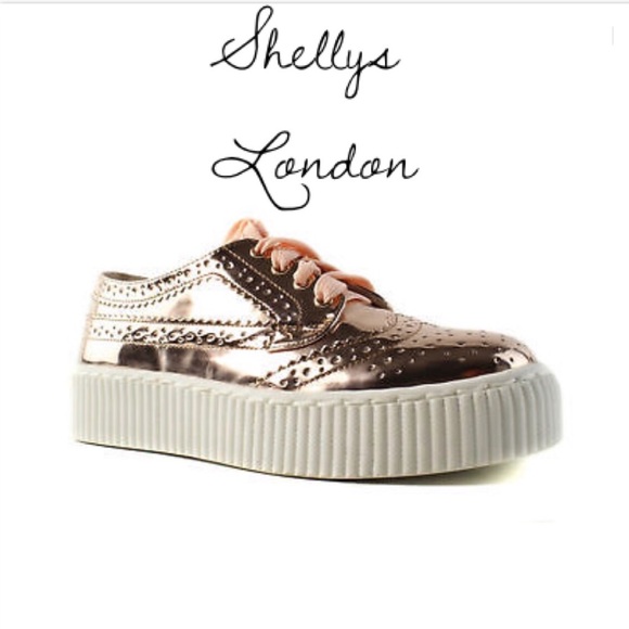 Shellys London Shoes - Shellys London Leather Rose Gold Sneaker NIB